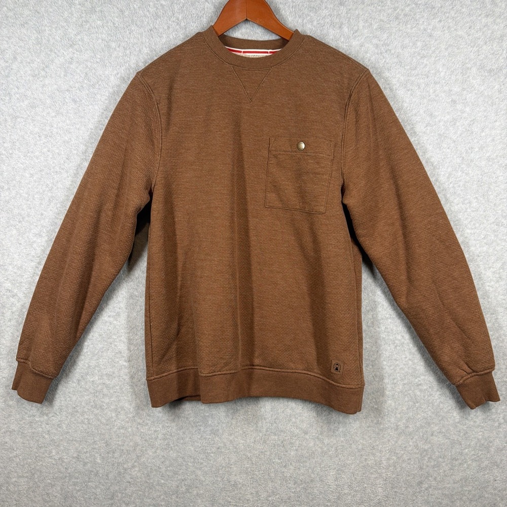 Coleman Men's Sherpa Lined Waffle Knit Crewneck Sweatshirt Brown Small NWT